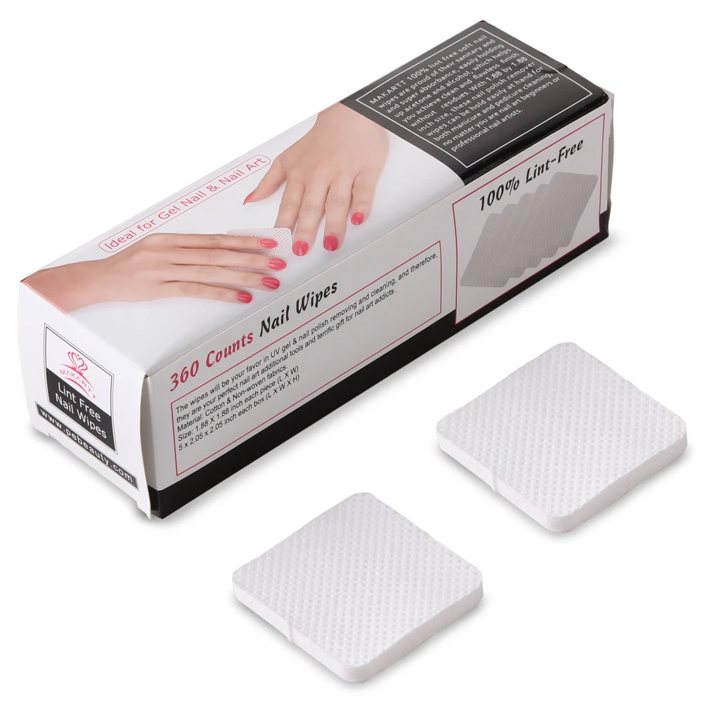 MAKARTT 360pcs/ Box Lint Free Nail Wipes Pads Soft Absorbent Polish Gel Acrylic Tips Cotton
