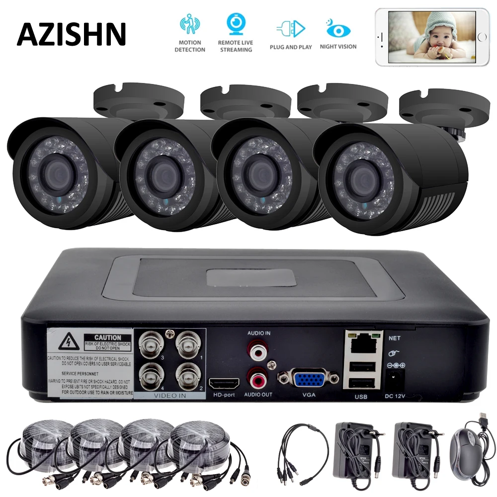 4CH CCTV система 720P HDMI AHD DVR 4 шт. 1 0 Мп ИК наружная 1200 ТВЛ камера видеонаблюдения