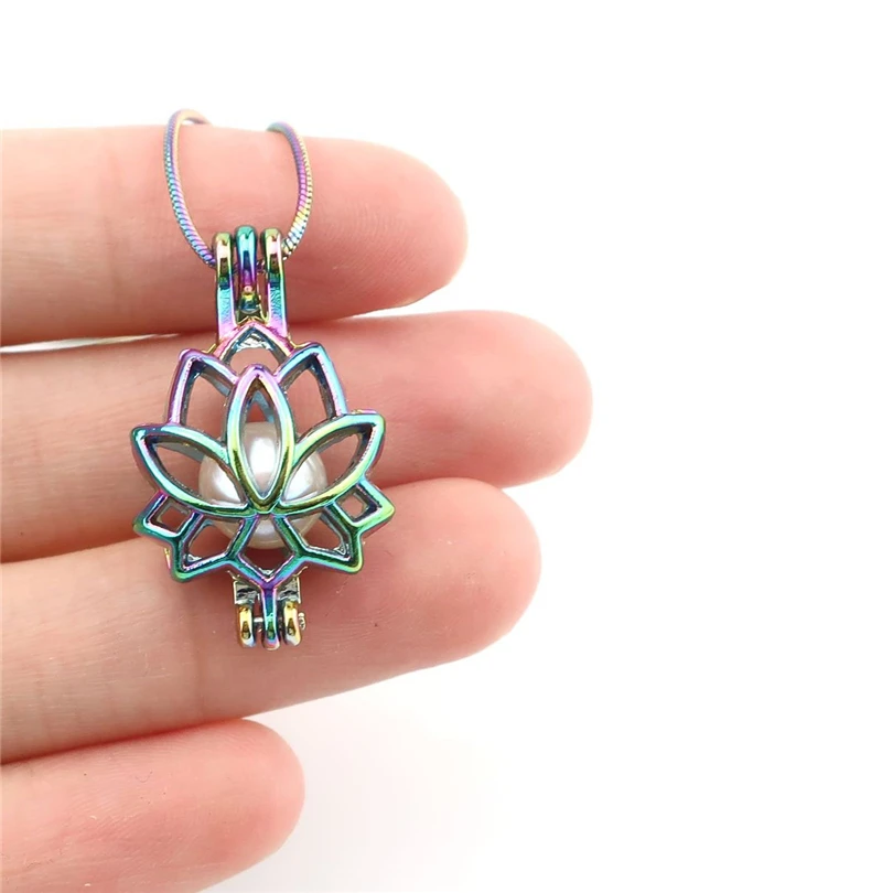 22" Rainbow Color Snake Chain Pick a Pearl Butterfly Cage Locket S-PC-617 22" Rainbow Color Snake Chain Pick a Pearl Butterfly Cage Locket S-PC-617