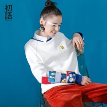 Toyouth Новое Прибытие Женщины Повседневная Хлопок Пуловеры Мультфильм Печатных Толстовки Осень Свободные Утолщение О-Образным Вырезом Кофты