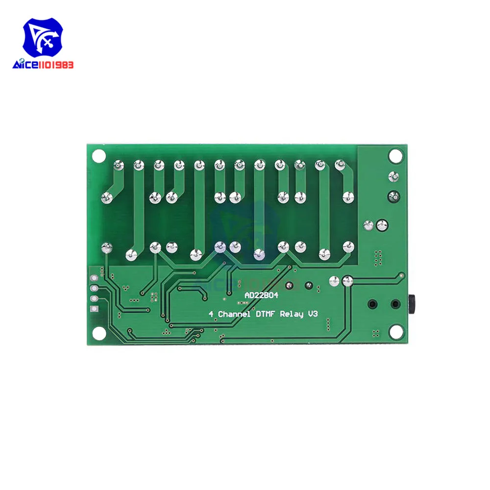 AD22B04 4-Канальный Релейный MT8870 DTMF тон декодер сигналов дистанционного Управление триггерный релейный модуль, работающего на постоянном токе 12 В для PLC умного дома с 3,5 мм кабель