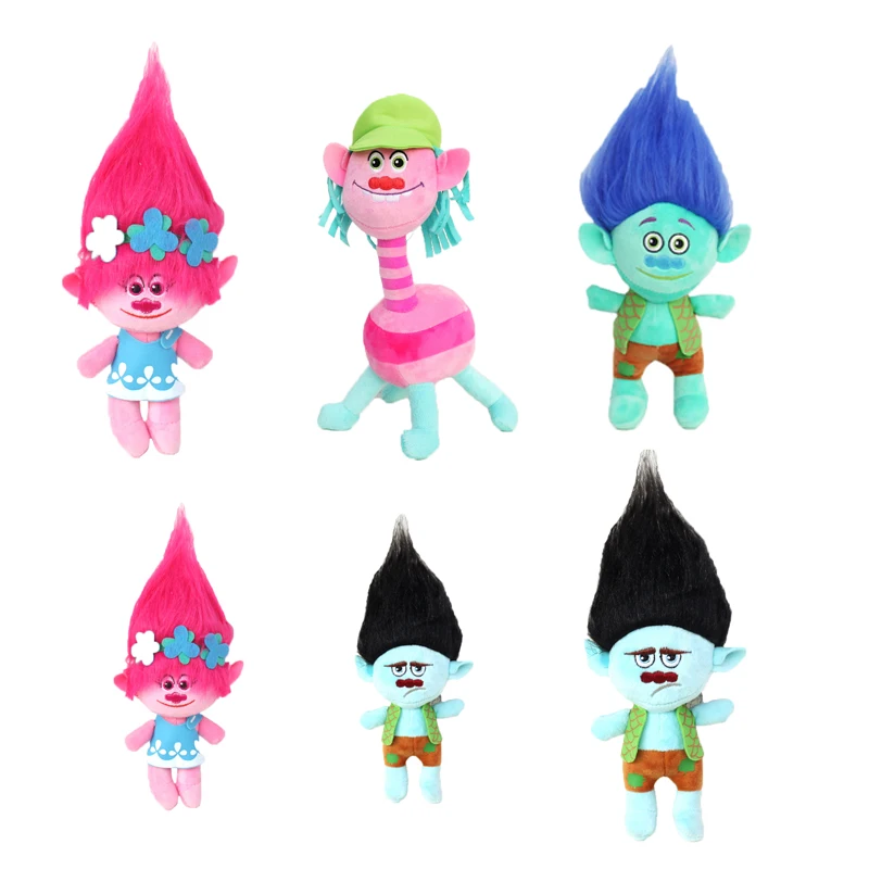 

High Quality 23-32cm Movie Trolls Plush Toy Poppy Branch Dream Works Soft Stuffed Cartoon Dolls The Good Luck Trolls Gift Child