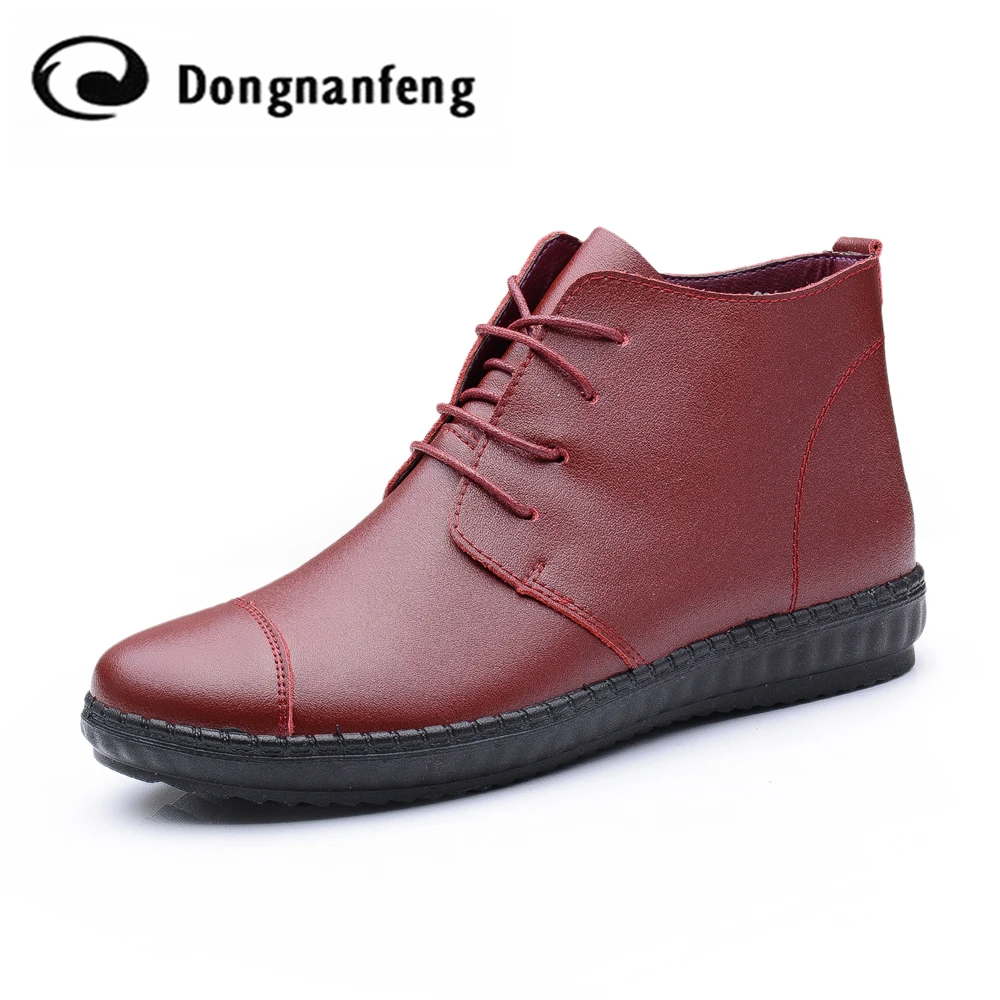 Image Oxford Flats Ankle Women s Boots Shoes Woman Female Fashion Lace Up Genuine Leather Rubber Soles Superstar Casual Beand DNF 953