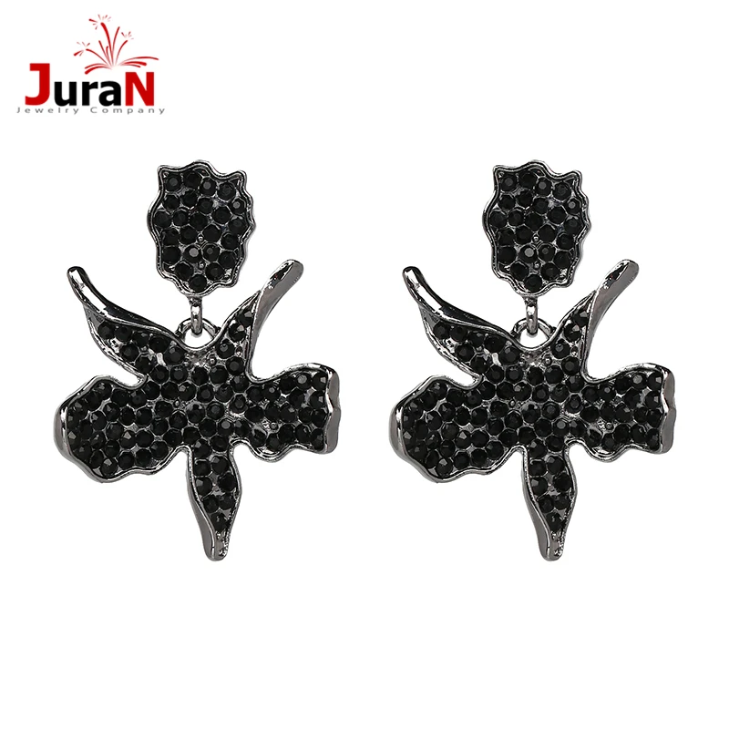 

JURAN Irregular Flower Crystal Big Drop Earrings For Women Fashion Jewelry Charm Brand Statement Earrings