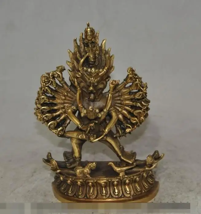 

S04069 7"tibet buddhism bronze gilt 1000 arms Yamantaka Hayagriva Buddha hevajra Statue