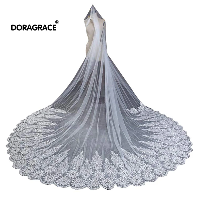 

Doragrace Gorgeous 1 Tier Cathedral Lace Wedding Bridal Veil With Comb