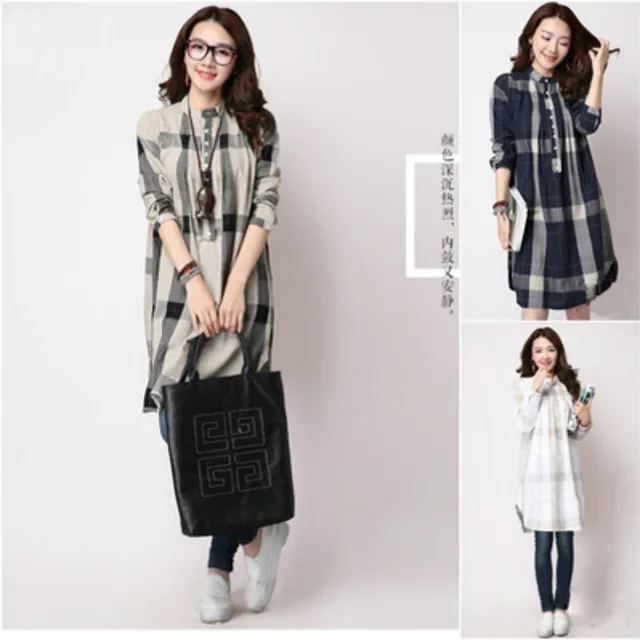 retro plaid loose casual