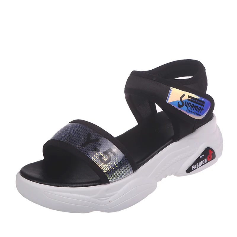 E TOY WORD Sandals Women 2019 New non-slip Hook & Loop Sandals Women Fashion Wild Platform Sandals Summer Beach women shoes