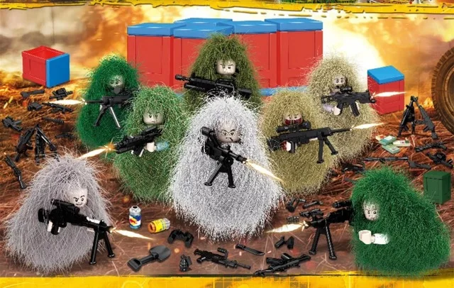

8Pcs World War 2 WW2 Military SWAT Army Soldier Airdrop Box Camouflage Suit Model Building Blocks Toys Compatible With Lego