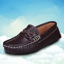Новинка; сезон весна-осень; черная кожаная обувь; Лоферы для мальчиков; повседневная детская обувь из натуральной кожи в британском стиле; 02B