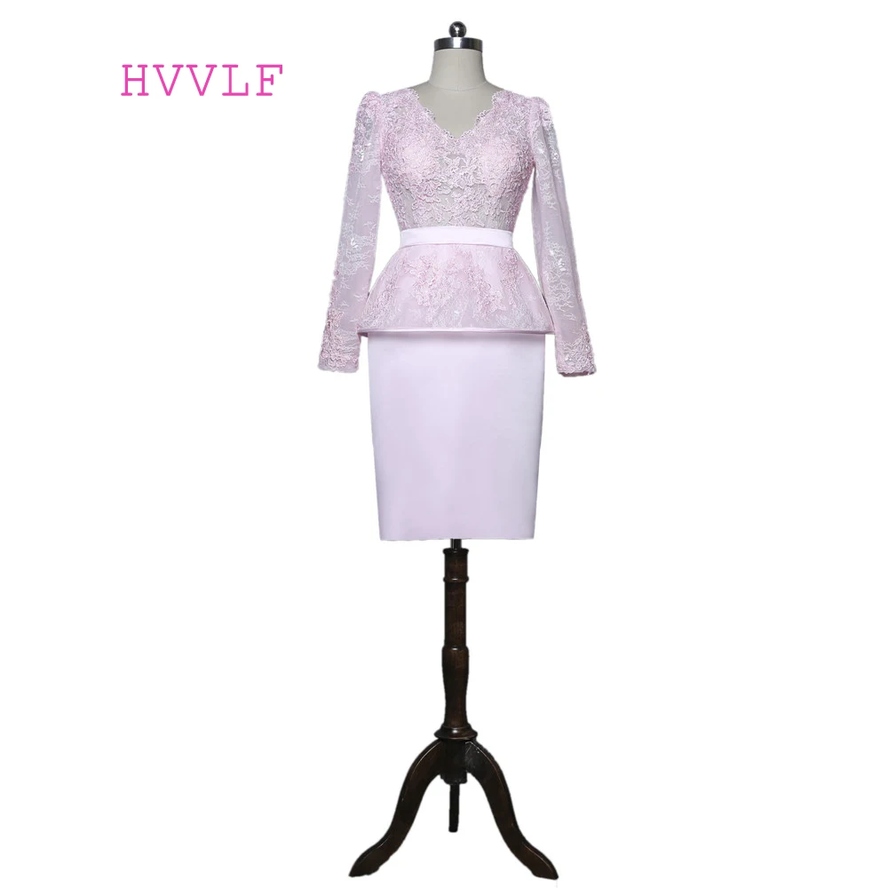 Roze 2019 Moeder Van De Bruid Jurken Schede V-hals Lange Mouwen Knielengte Lace Bruidegom Plus Size Moeder Jurken Voor bruiloft Roze 2019 Moeder Van De Bruid Jurken Schede V-hals Lange Mouwen Knielengte Lace Bruidegom Plus Size Moeder Jurken Voor bruiloft