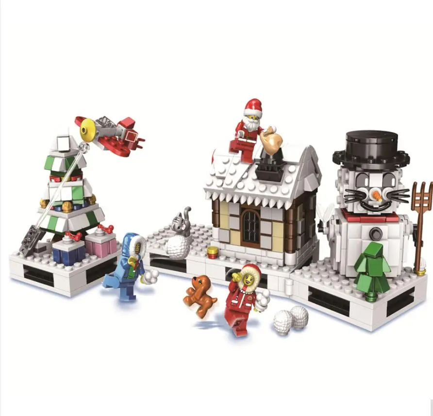 

Winter Village Santa Claus Christmas Snow Shop Building Blocks Model Friends For Girl Kits Toys Compatible With Legoing