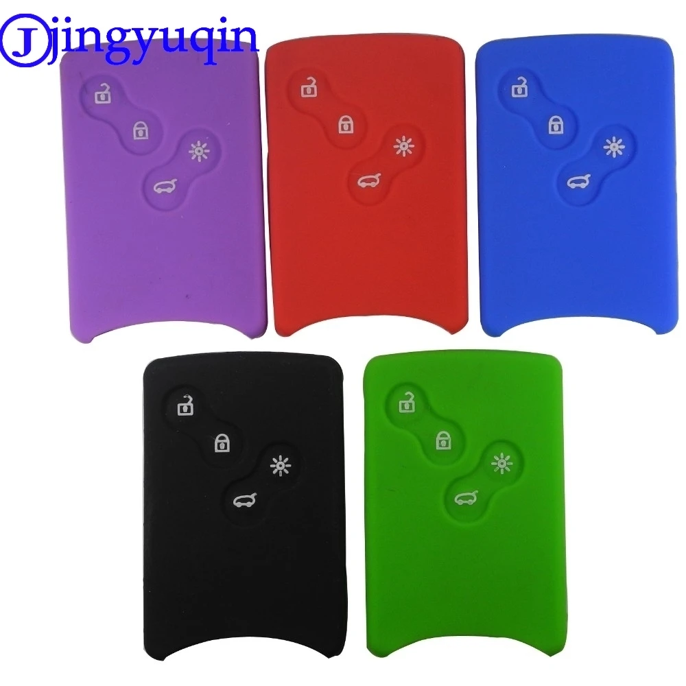 

jingyuqin 10p Silicone Remote Car-Styling Key Cover Case Protector Sticker For Renault Clio Logan Megane 2 3 Koleos Scenic Card