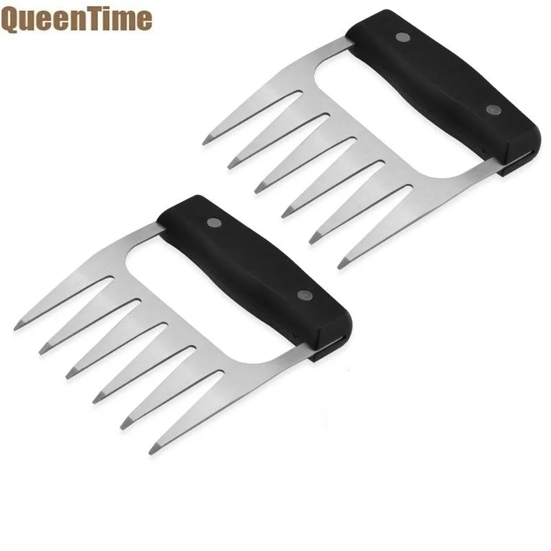QueenTime 2 قطعة الدب الكفوف التقطيع مخالب الفولاذ المقاوم للصدأ شوكة اللحم الدجاج فاصل دليل لحم الخنزير تمزيق أداة أدوات مطبخ