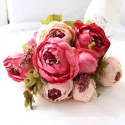 Красивые один филиал Пион цветок с 8 цветочных головок украшения дома искусственный цветок светло-розовый и темно-розовый Китай пион
