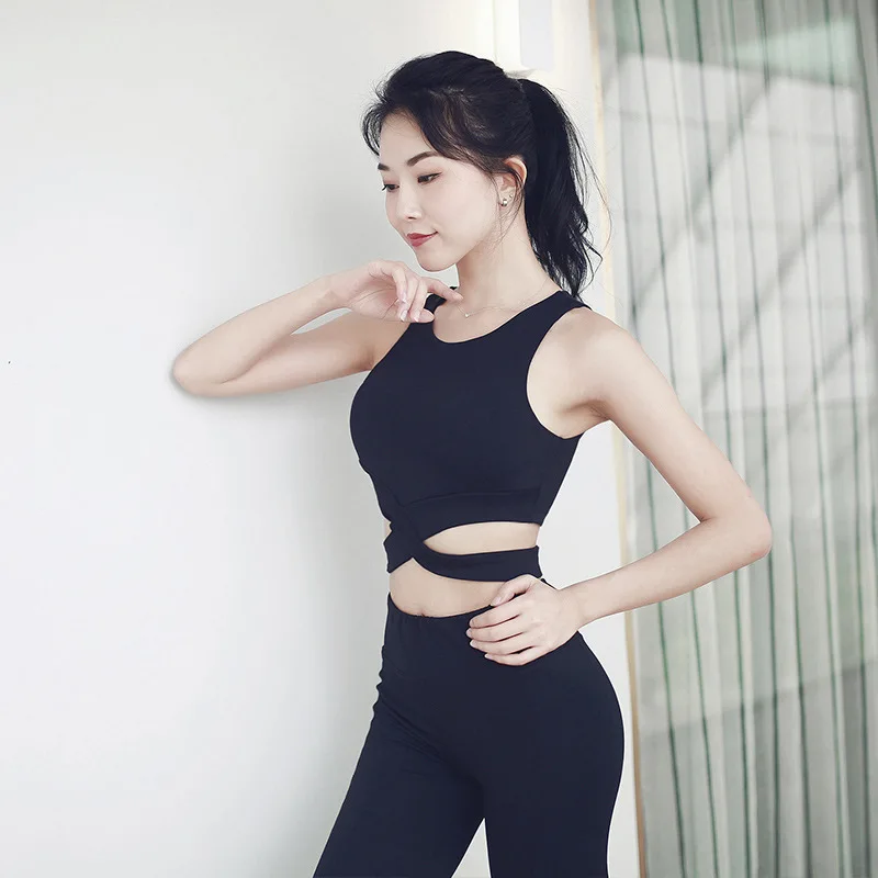 

Sexy Lace Black Gym Strap Sports Yoga Bra Vest Active Wear For Women Brassiere Top Female Yoga Fitness Ring Slim Bra Running