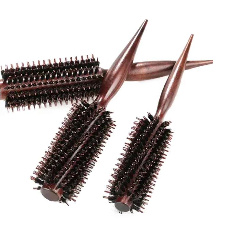 

Portable Hair Brush Comb Round Anti-static Curly Brush Natural Bristle Wood Handle Hair Styling Comb Hairdress Brosse Cheveux