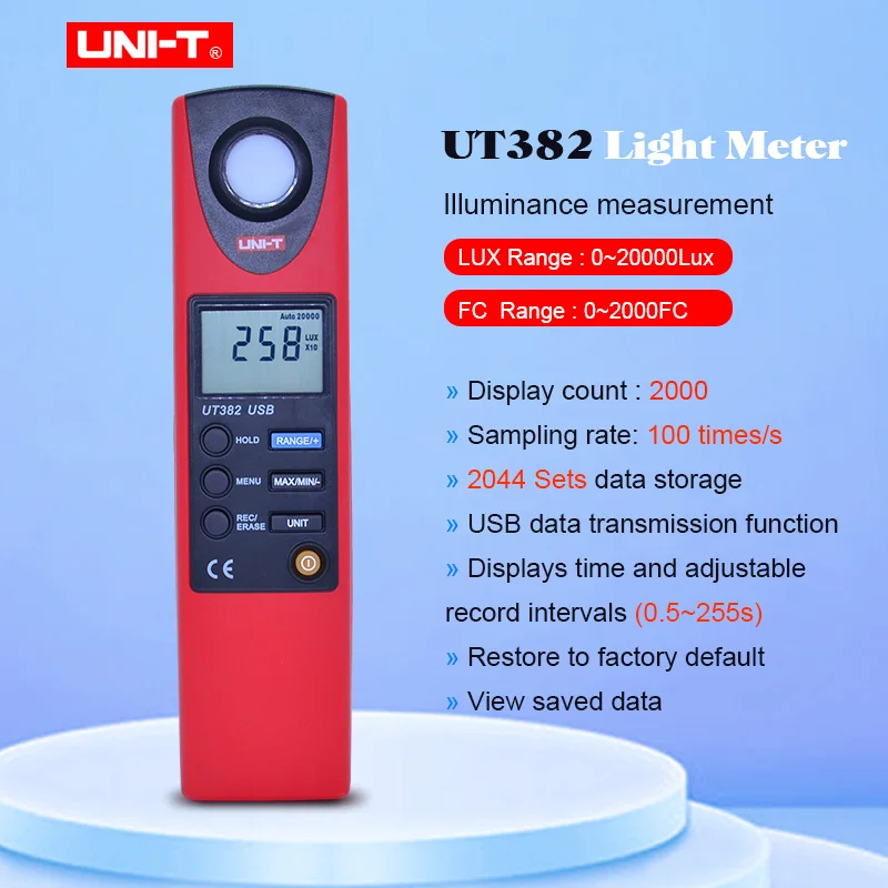 Цифровой светильник меритель освещенности UNI T UT382 Luxmeter 20 20000 люкс|Приборы для