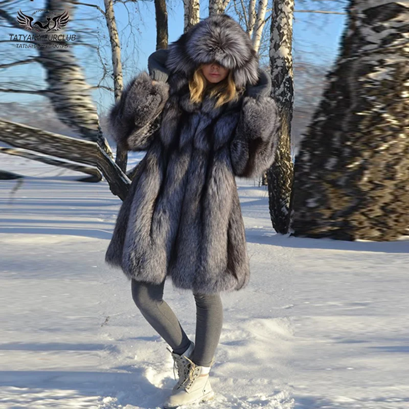 

Tatyana Furclub Real Fur Coat Silver Fox Natural Fur Coats For Women Jacket Genuine Leather Female 2018 Fashion Clothing Thick