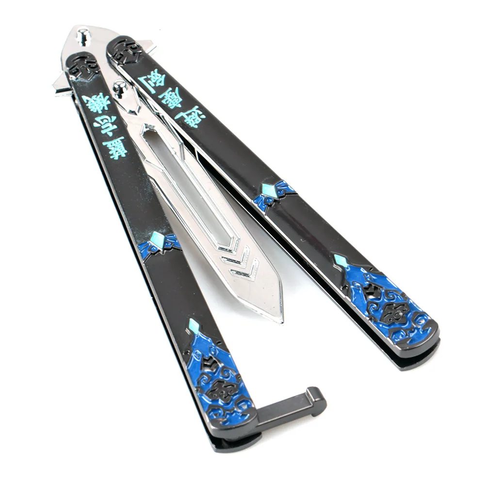 Основатель Diabolism Mo Dao Zu Shi оружие Модель меч ручной работы качели нож тренировочные инструменты складные ножи бабочка подарок - Цвет: Синий