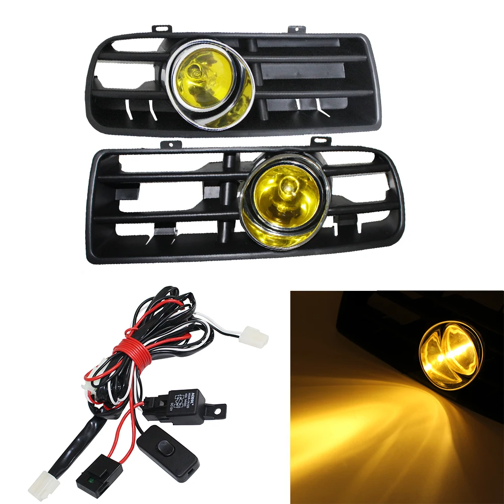 2 PCS Bumper Lower LED Fog Light + Front Grill With Wiring Harness
