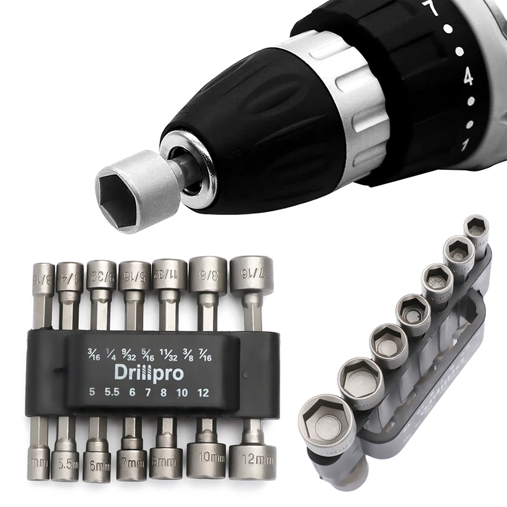 

14Pcs/Set New High Quality Power Nut Driver Drill Bit SAE Metric & Standard Socket Wrench Screw 1/4 Hex Shank DIY Woodworking