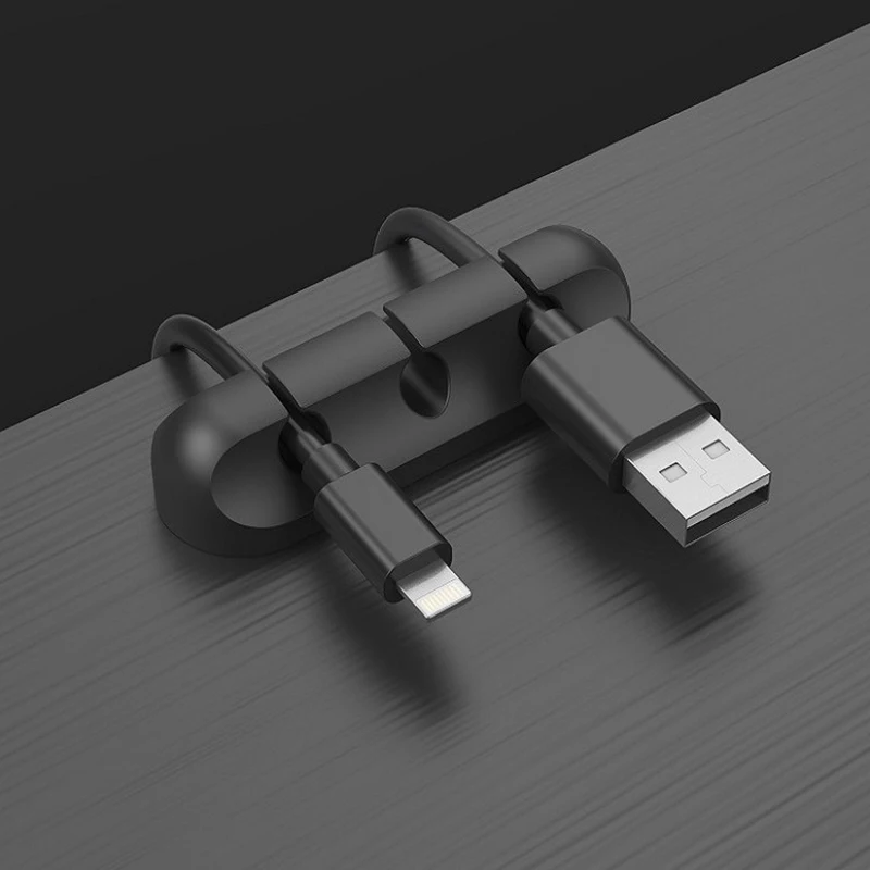 

LVSUN New Arrival 1Pc 3ports Silicon Cable Winder Earphone Cable Organizer Wire Storage Charger Holder Clips Cable winder