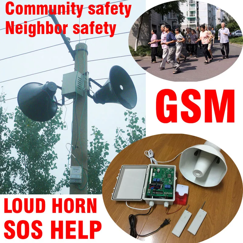GSM HORN GSM Neighborhood Community Alarm SMS alarm horn and Siren