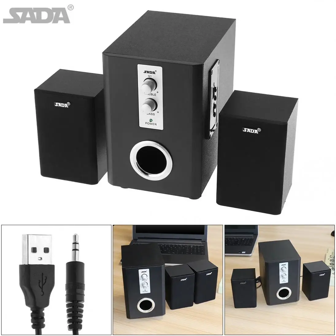 SADA Combination Wooden Subwoofer Speaker Column Computer Speaker with TF USB Bluetooth for Desktop PC Mobile Phone SADA Combination Wooden Subwoofer Speaker Column Computer Speaker with TF USB Bluetooth for Desktop PC Mobile Phone
