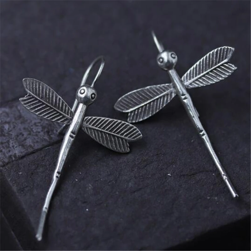

Fashion Dangle Dragonfly Earrings 925 Sterling Silver Long Drop Earring New 2018 Spring Summer Style For Girls Women Jewelry 9G
