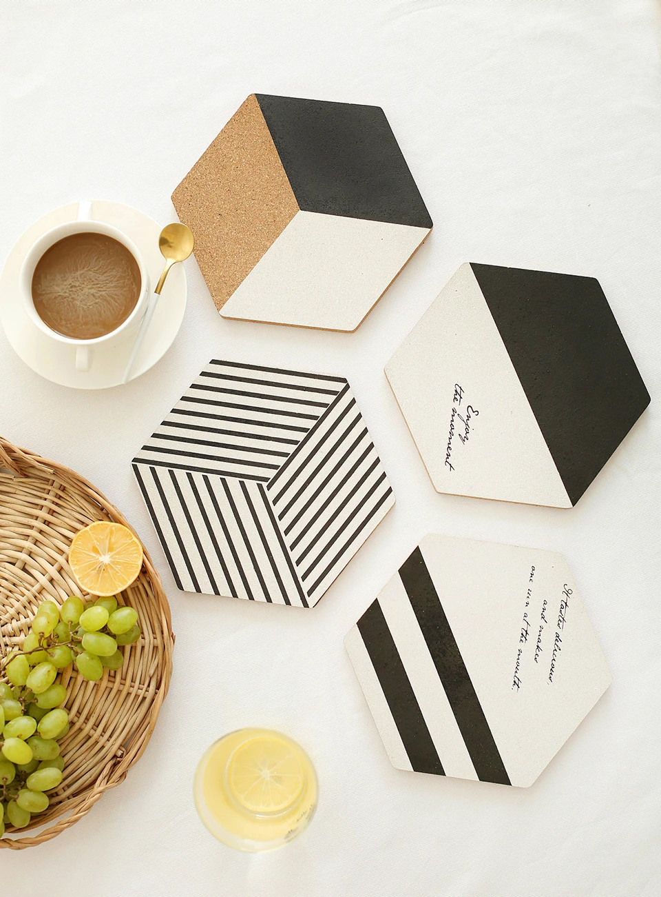 LIYIMENG 2Pcs Set Fashion Wood Coaster Coffee Cup Mat Tea Pad Dining Nordic Style Soft Wooden Placemats Decoration Accessories11
