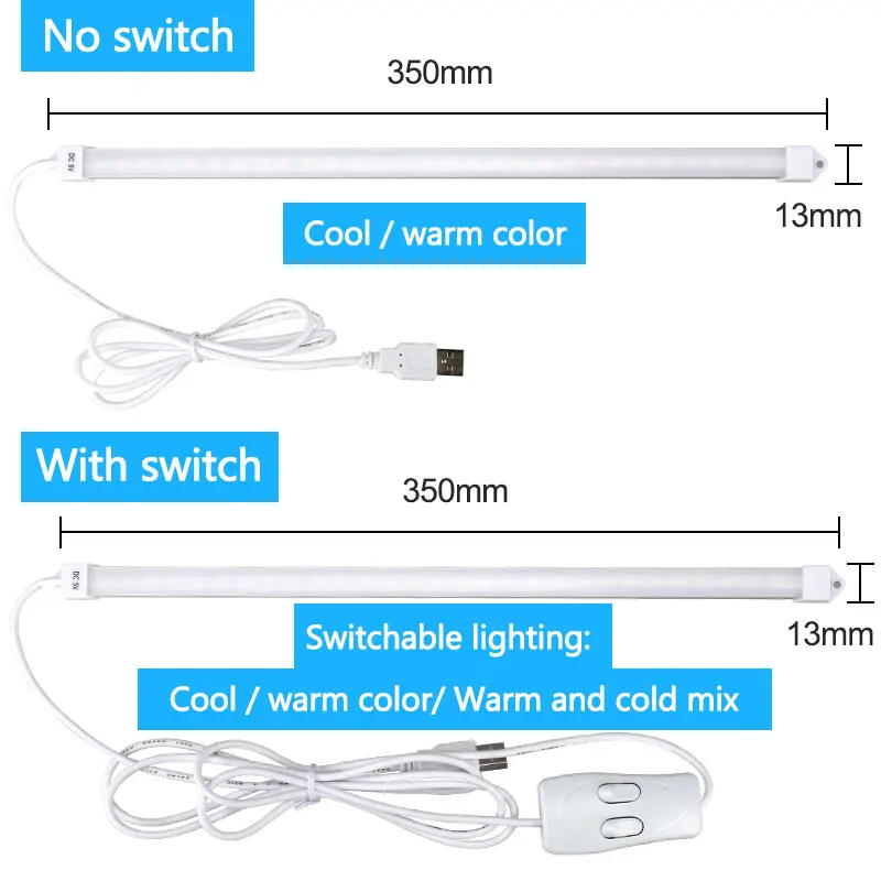 Светодиодный ночник 5 В трубка USB три цвета сменный настольная лампа свет 2835 SMD жесткая полоса света для чтения освещения