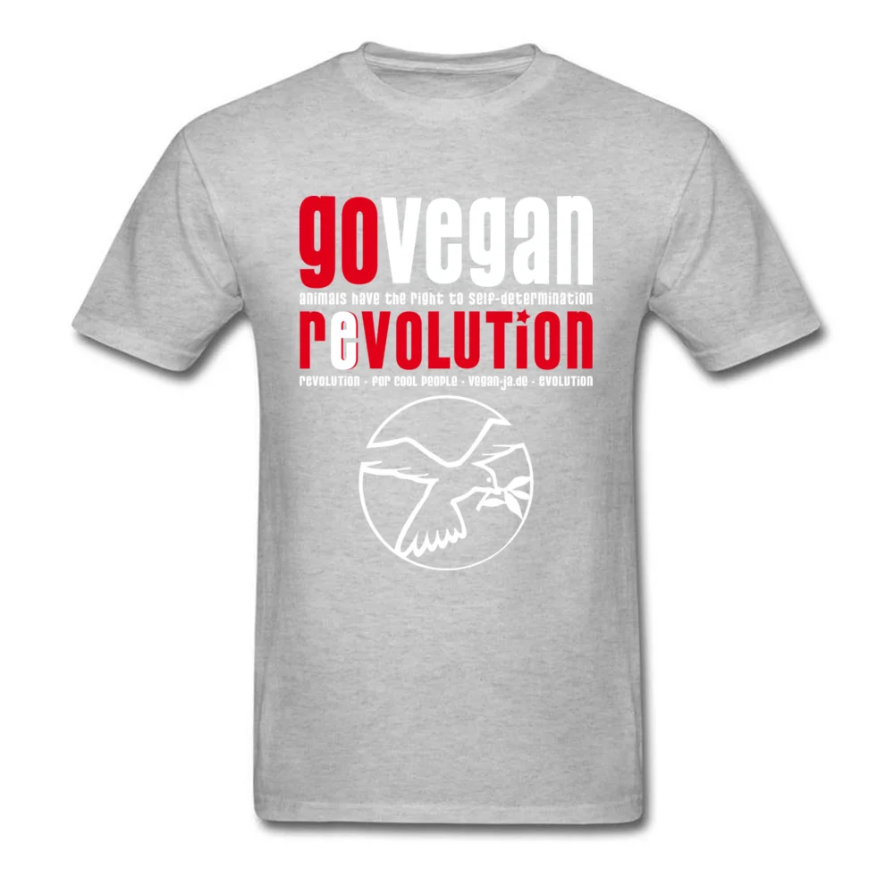 GO VEGAN REVOLUTION Lovers Day Pure Cotton Crew Neck Tops & Tees Short Sleeve Customized Sweatshirts Fitted Casual T Shirts GO VEGAN REVOLUTION grey