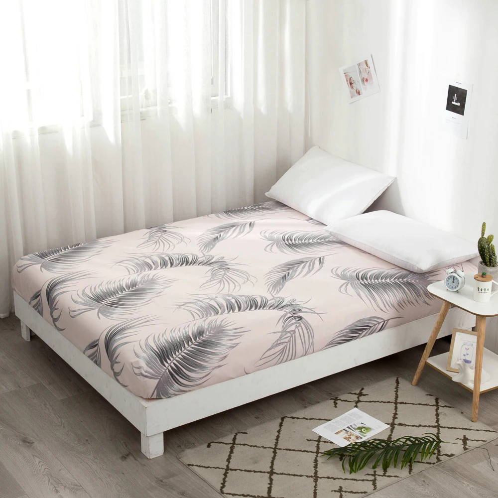 

Tropical plants microfiber fabric fitted sheet mattress cover with elastic rubber band bed sheet twin full queen king size