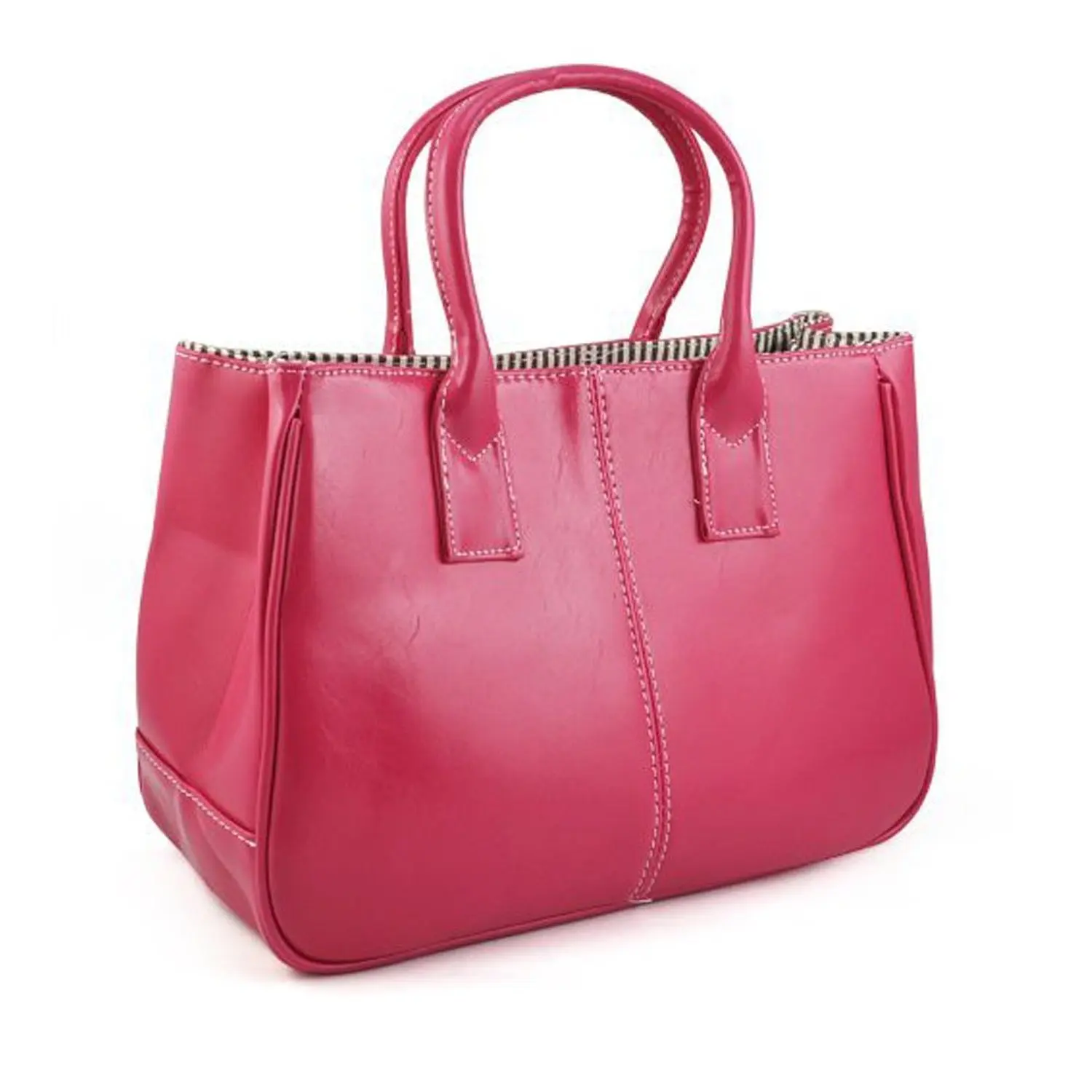 Fashion Woman Ladies Class PU Leather Satchels Tote Purse Bag Handbag Rose Redin TopHandle