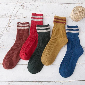

Lady's Casual socks Women's Garments and Male short Stripe sock Wool Cashmere Mix Color breathable sock Ladies Gift Crew Sock