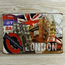 Высокое качество London металлическая банка знак жести Винтаж Металл Картина для домашнего бара пабы Decration 20x30 см