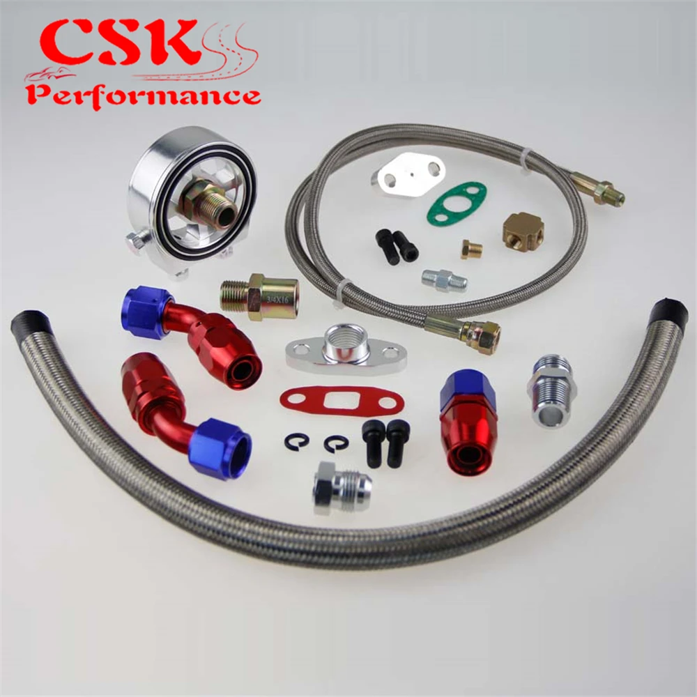 Turbo Oil Return Drain+ Feed Line + Sandwich Adapter Plate For SR20DET