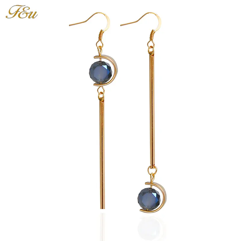

F&U Trendy Dangle New Arrival Hot Selling Gold Color Hook Dangle Earrings Women Party Elegant Jewelry Bijoux