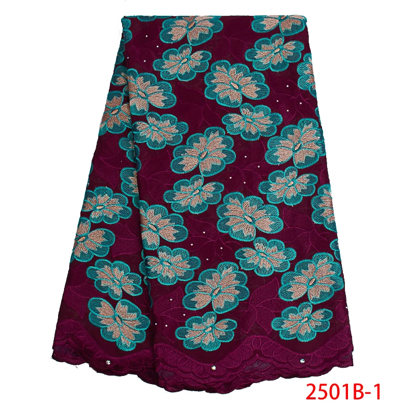 

High Quality Swiss Voile Lace in Switzerland 2019 African Swiss Lace Fabric Cotton Embroidery Dresses for Women KS2501B-1