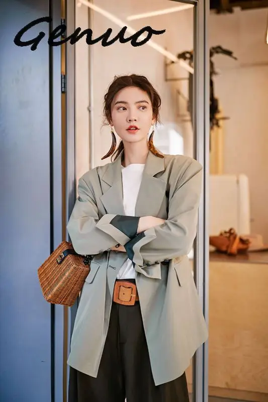 Genuo 2019 New Niche Fashion OL Blazers For Women Spring Female's Notched Long Sleeve Contrast Color Casual Jacket YG61402