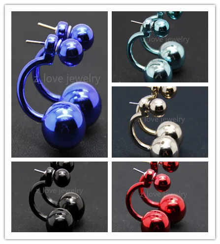 Wholesale Free Shipping Fashion Paragraph Hot Selling Earrings Double Side Shining CCB Pearl Studs Earrings For