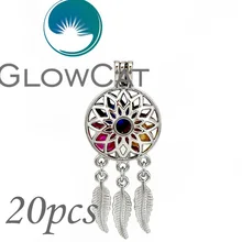 K732 Sliver Flowe Dream Catcher Charms Pearl Cage Aroma Stainless Steel Chain 