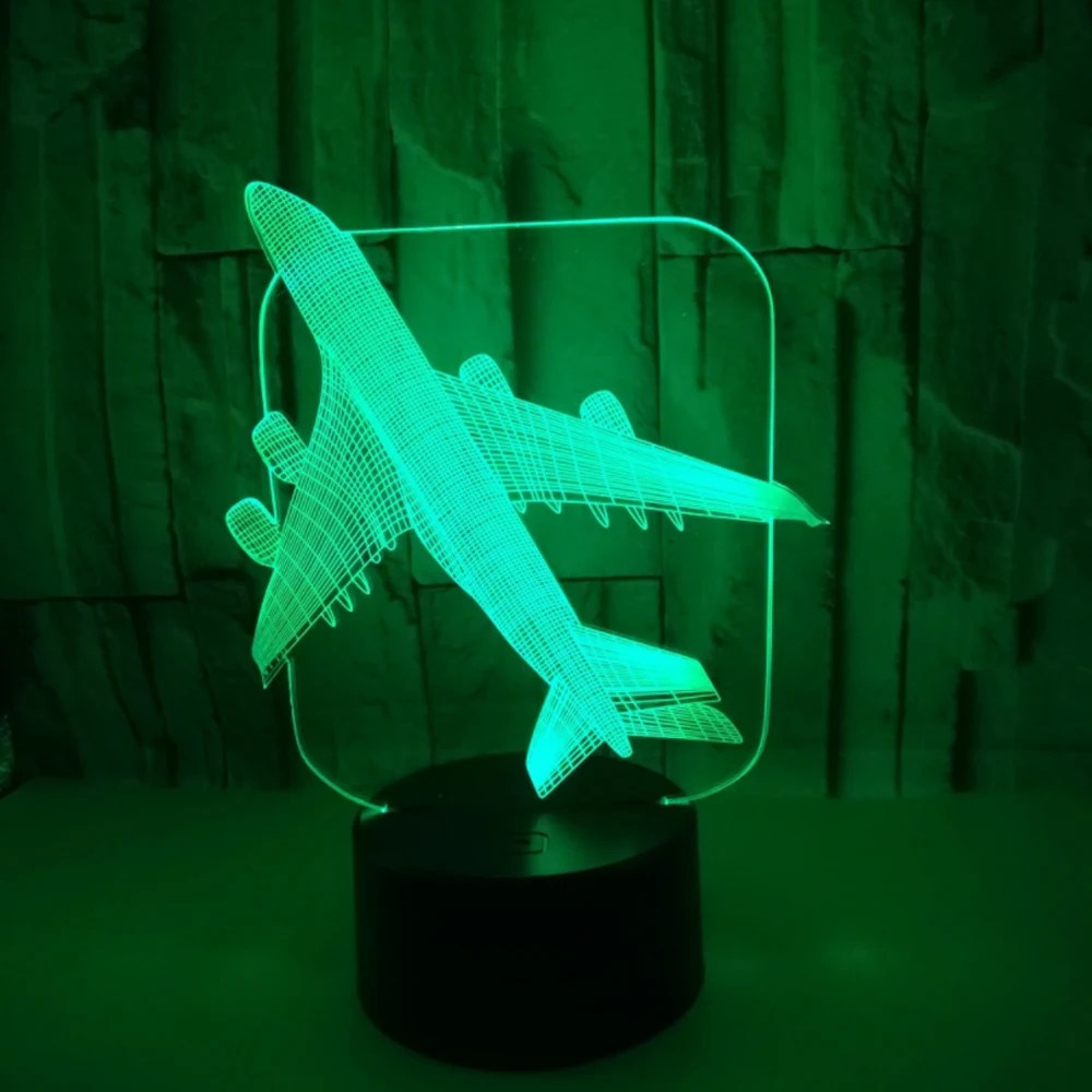 

Air Plane 3D Light Table Lamp Optical Illusion Bulbing Night Light 7 Colors Changing Birthday Mood Lamp