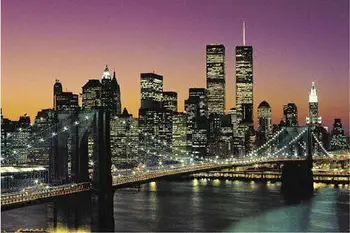 

BROOKLYN BRIDGE CITYSCAPE SKYLINE NYC NEW YORK CITY SILK POSTER Decorative Wall paint 24x36inch