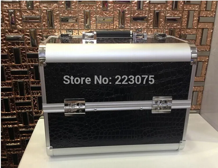 

High quality large Beauty Make Up Therapist Artist Cosmetics big Box Handbag make up Case w/ Removable Tray Cosmetic Jewelry