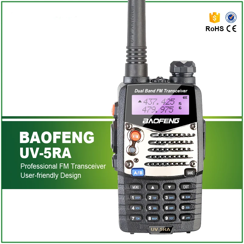 Бесплатная доставка 5 Вт двухдиапазонный UV-5RA Baofeng FM трансивер портативный УКВ UHF 2 Way Радио с гарнитурой