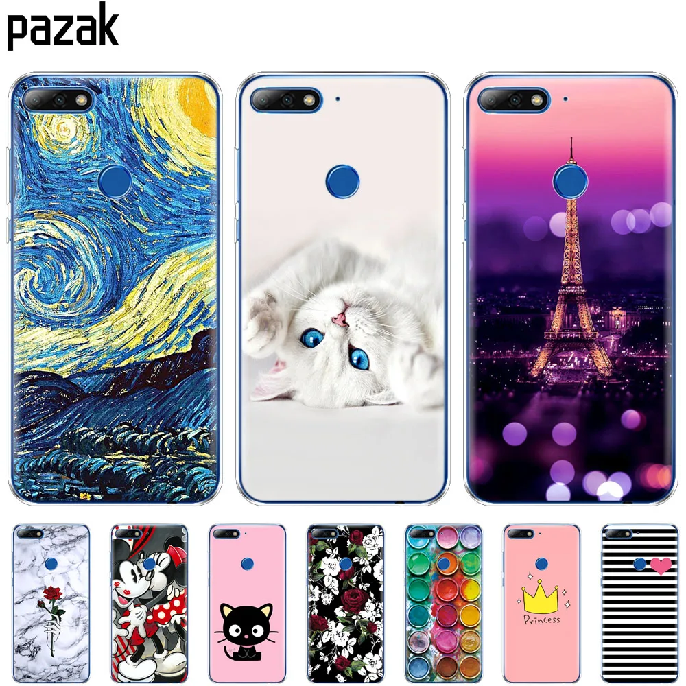 

Silicone phone Case For huawei Y7 2018/Y7 Prime 2018 case soft TPU Phone Back cover full 360 Protective colorful news