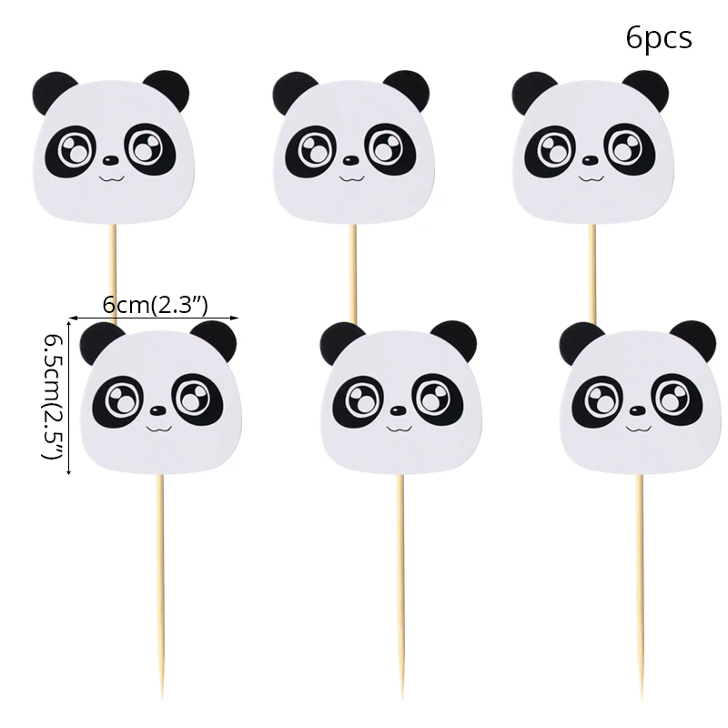 Cyuan Panda вечерние украшения животные панда бумажная тарелка на день рождения чашка баннер детский душ День Рождения украшения Детские цифры воздушные шары - Цвет: cupcake toppers