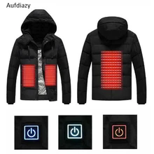 Aufdiazy мужской зимний USB нагревательный Электрический жилет тепловой Открытый Ветровка скалолазание лыжный Кемпинг Треккинг черное пальто 5XL IM019